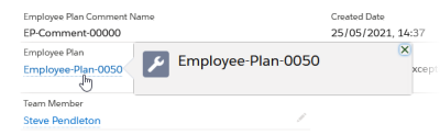 Screenshot showing the link to the Employee Plan hosting the comment